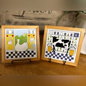 Vintage 1982 Lillian Vernon/Alan Wood Trivet Wall Decor Set of 2